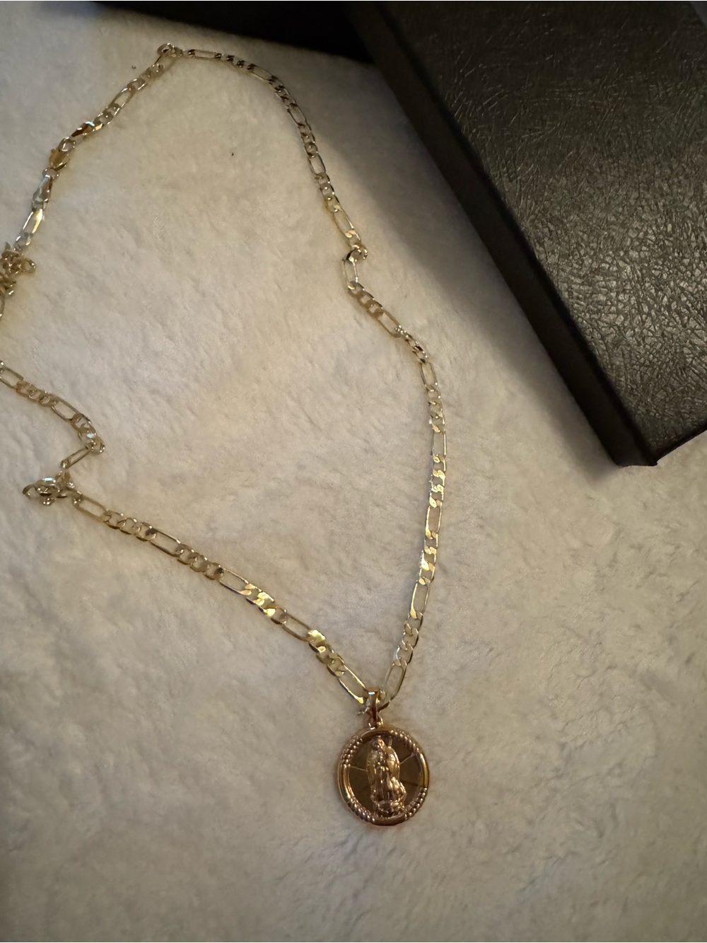 Gold Pendant Figaro Chain Necklace - Women Jewelry